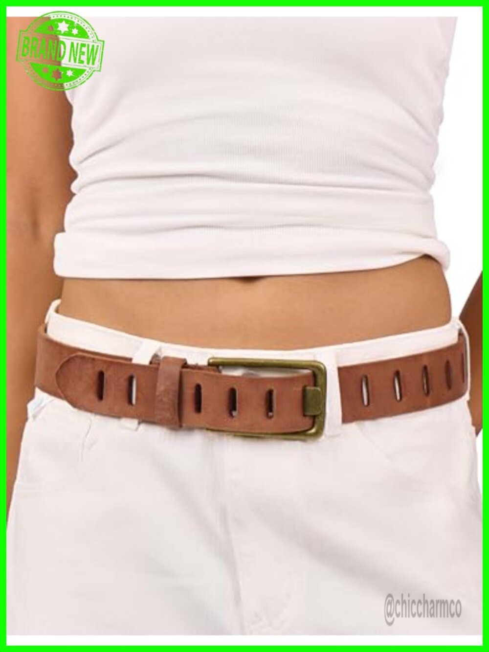 Full Grain Leather Belt for Jeans Western Cowgirl Genuine Cowhide